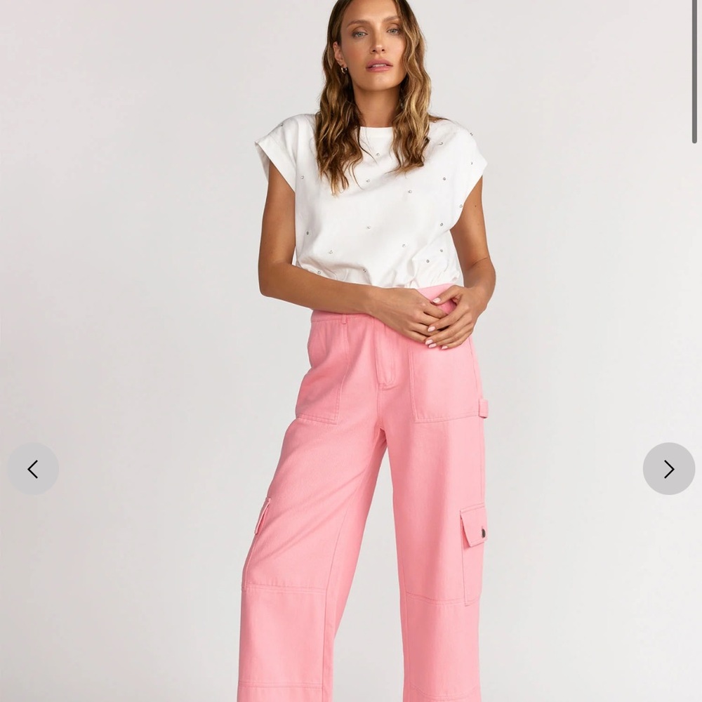 Blue Blush Wide Leg High Rise Cargo Pant